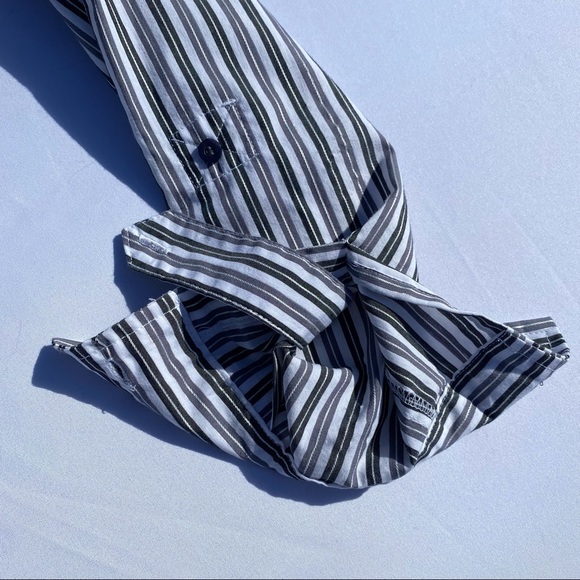 ANTILIA FEMME Black/White/Silver/Grey Striped Blouse, Size Large. - Picture 4 of 6